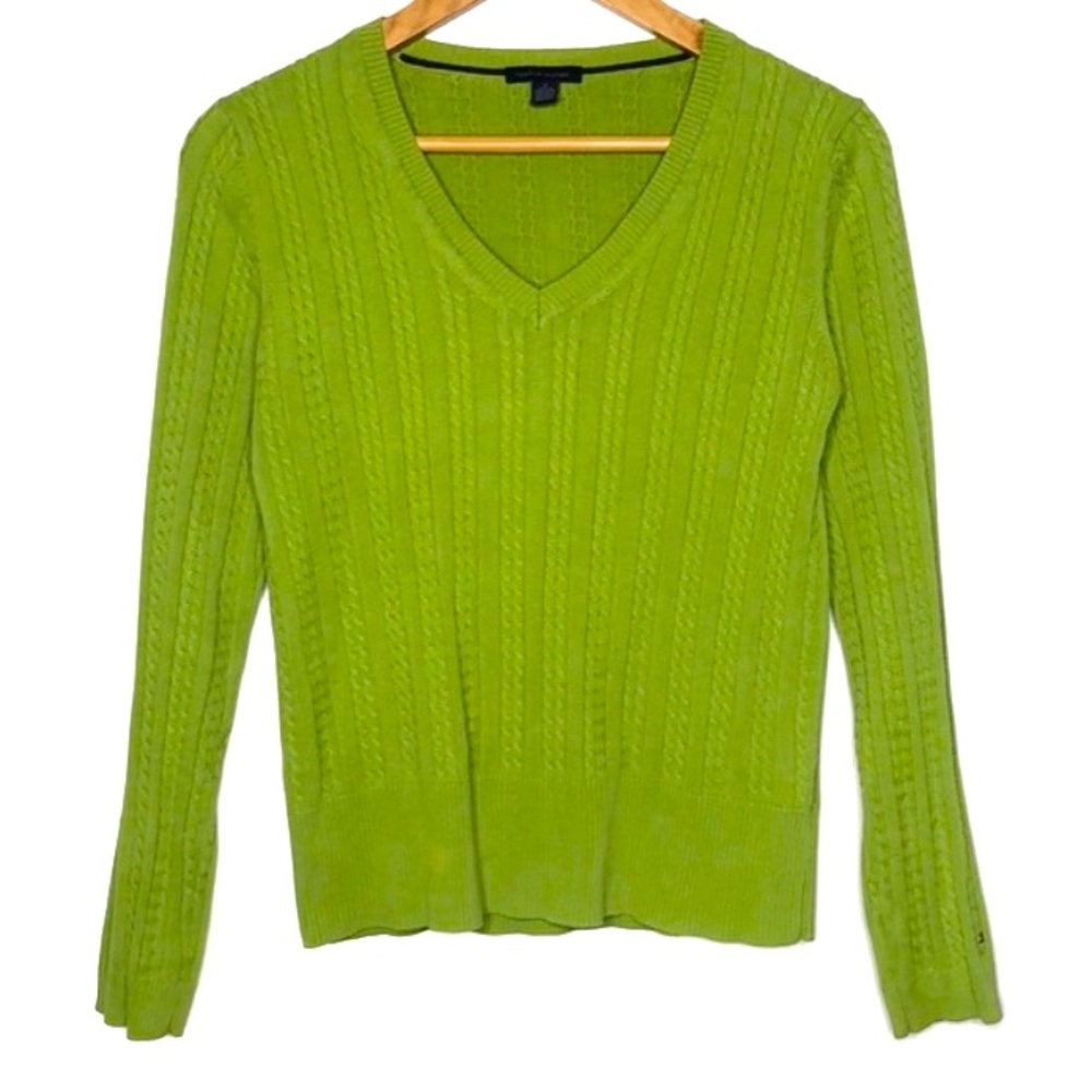 Tommy Hilfiger Green Cozy Cable Knit Pullover Sweater Medium